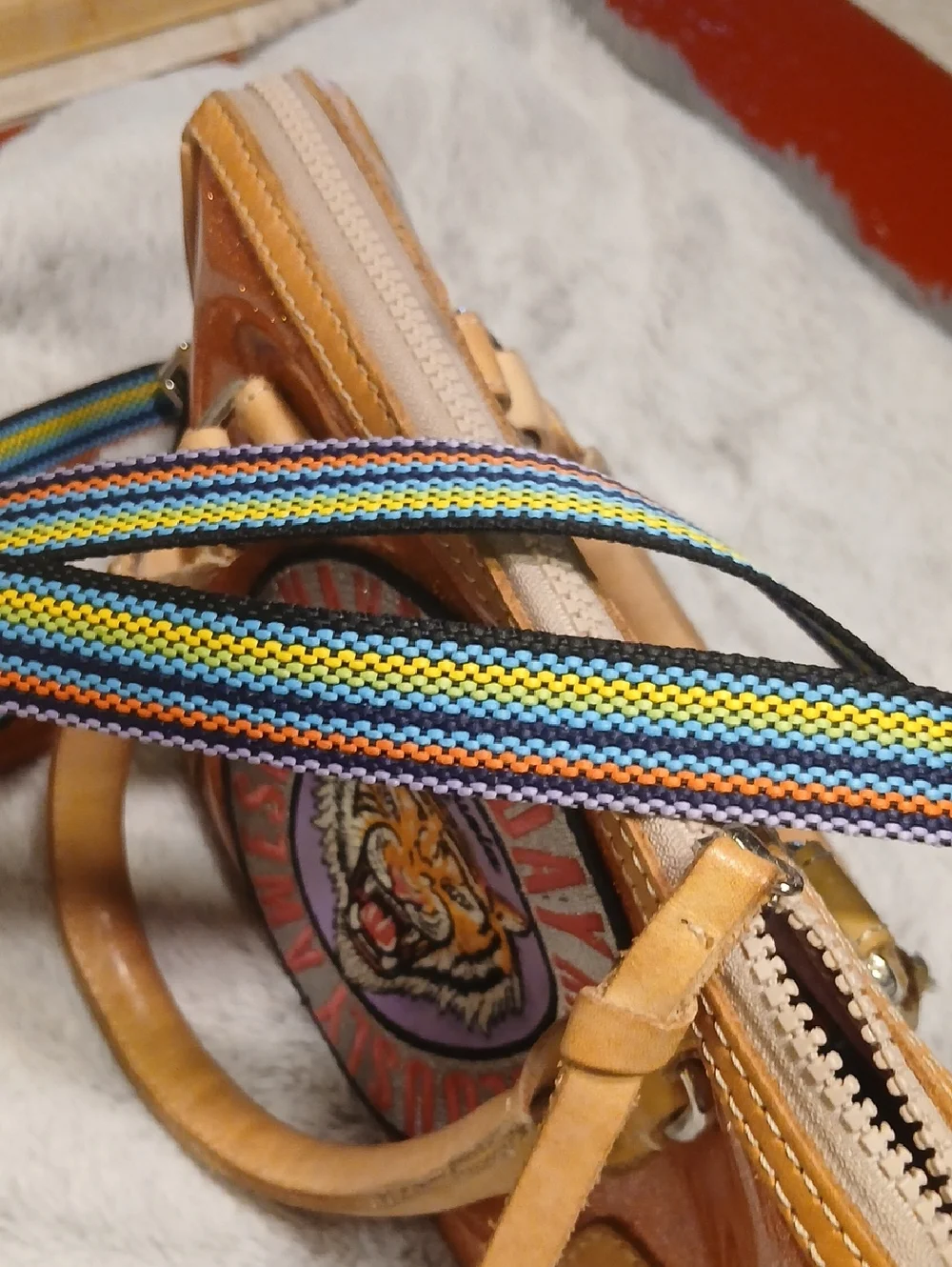 Consuela Teal Multi Parrot Embroidered Crossbody Bag with Orange Wrist 6thlet